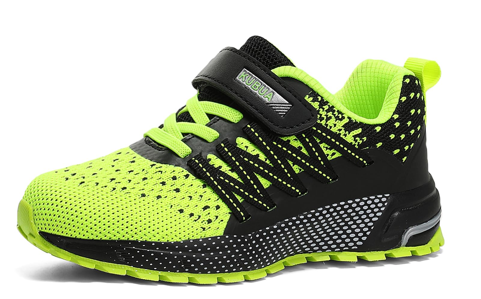 KUBUA Kids Sneakers Lightweight Boys Girls Tennis Shoes Black/Green