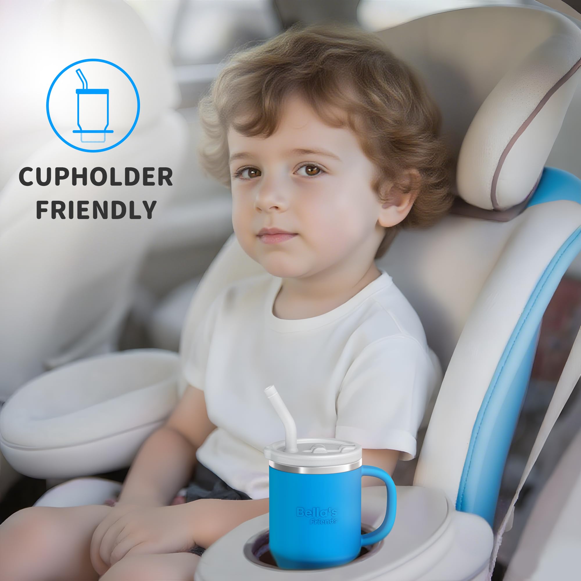 Handy Mini Tumbler, 9 oz Sippy Cups for Toddlers 1-3, Stainless Interior, Leak‑Proof Toddler Cups, Birthday Gifts for 1 Year Old Girls Boys, Baby Girl Daycare Essentials with Name Stickers, 2 Pack