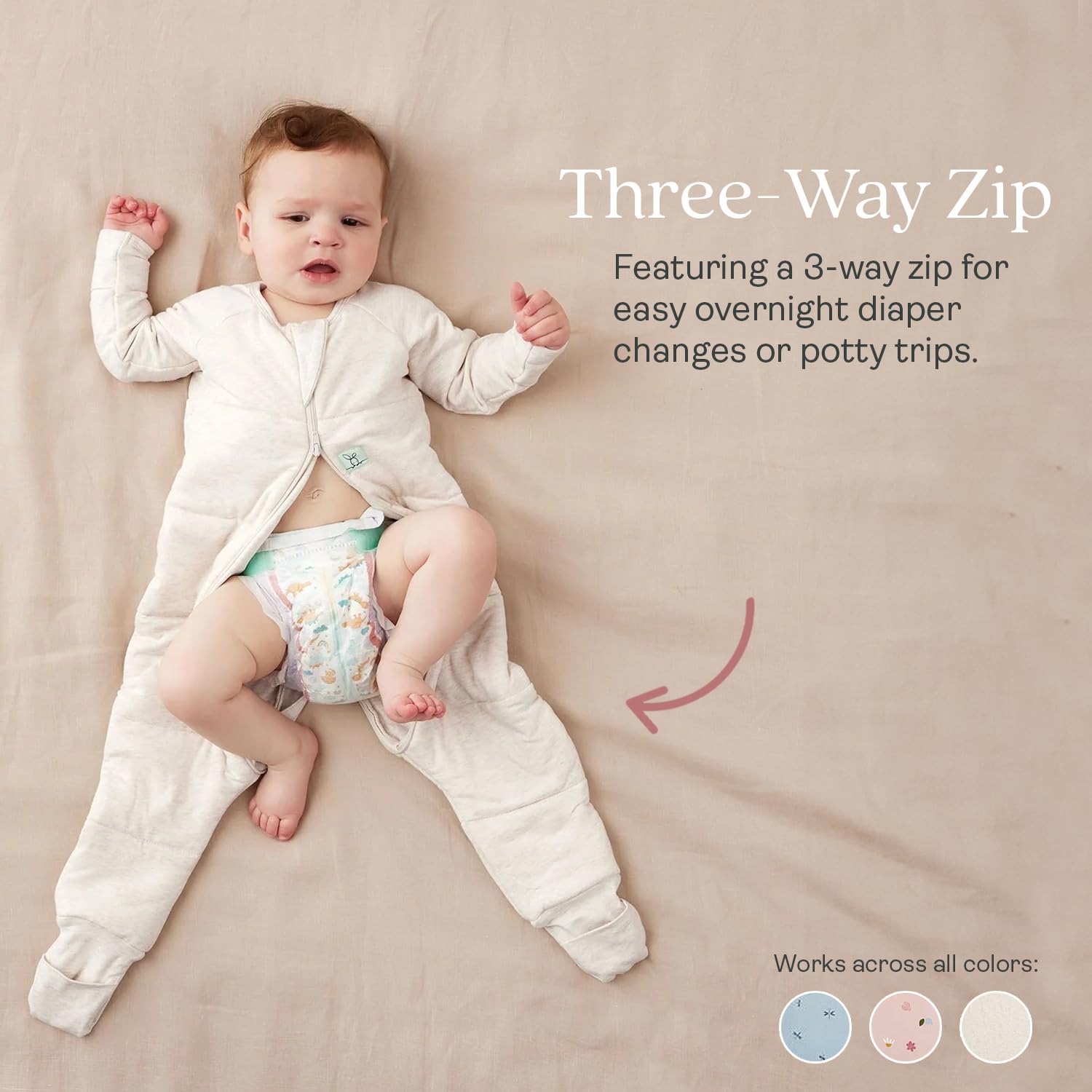 ergoPouch Sleep Onesie 2.5 TOG – Warm Baby Romper & Sleep Layer with Full-Zip, Guarding Against Blankets, Breathable & Movement-Friendly, Ideal for Transitional Sleeping (6-12 Months, Oatmeal Marle)
