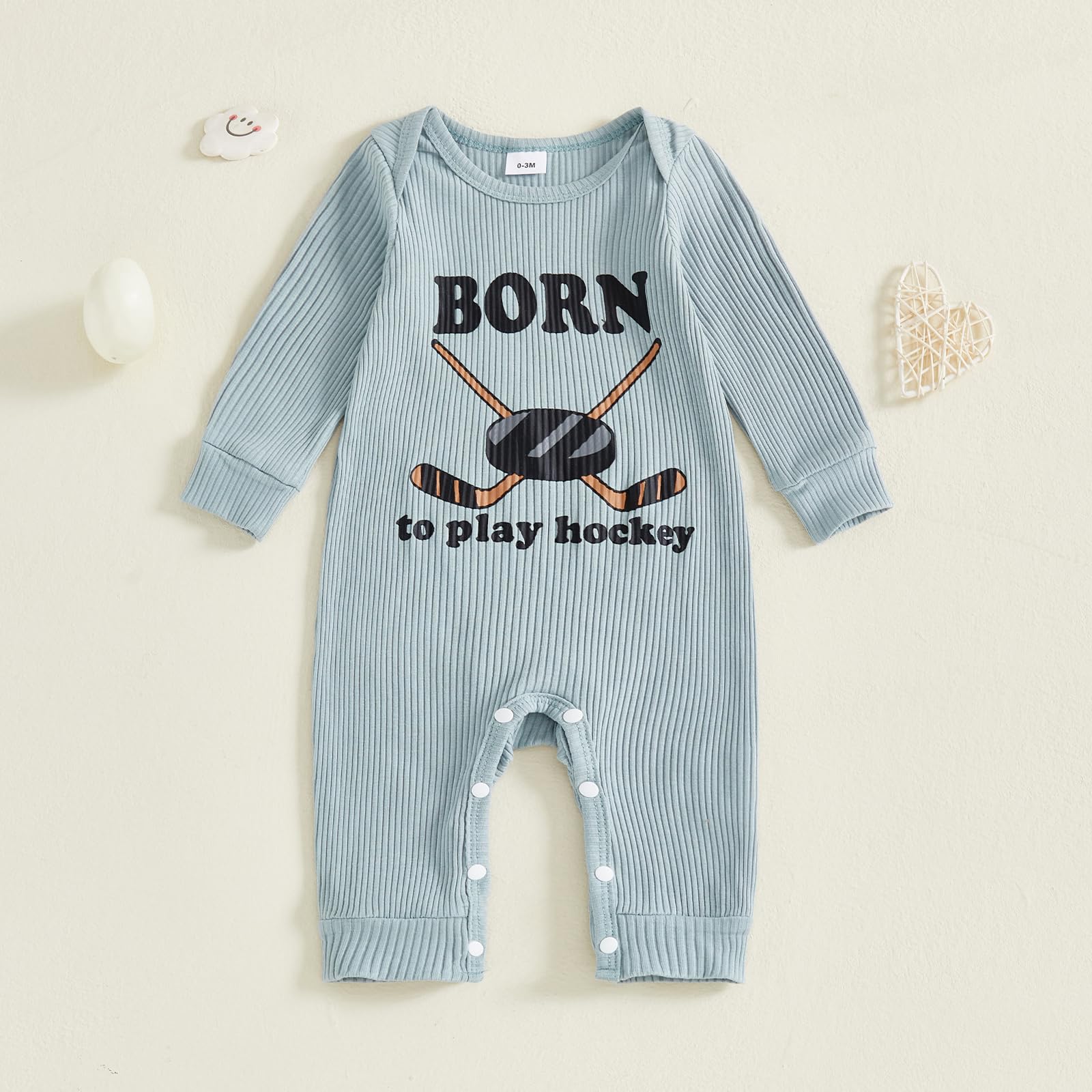 Fernvia Newborn Baby Boy Clothes Letters Print Bodysuit 3 6 9 12 18 Months Long Sleeve Jumpsuit with Hat 2PCS Outfits Set (E Gray, 6-12 Months)