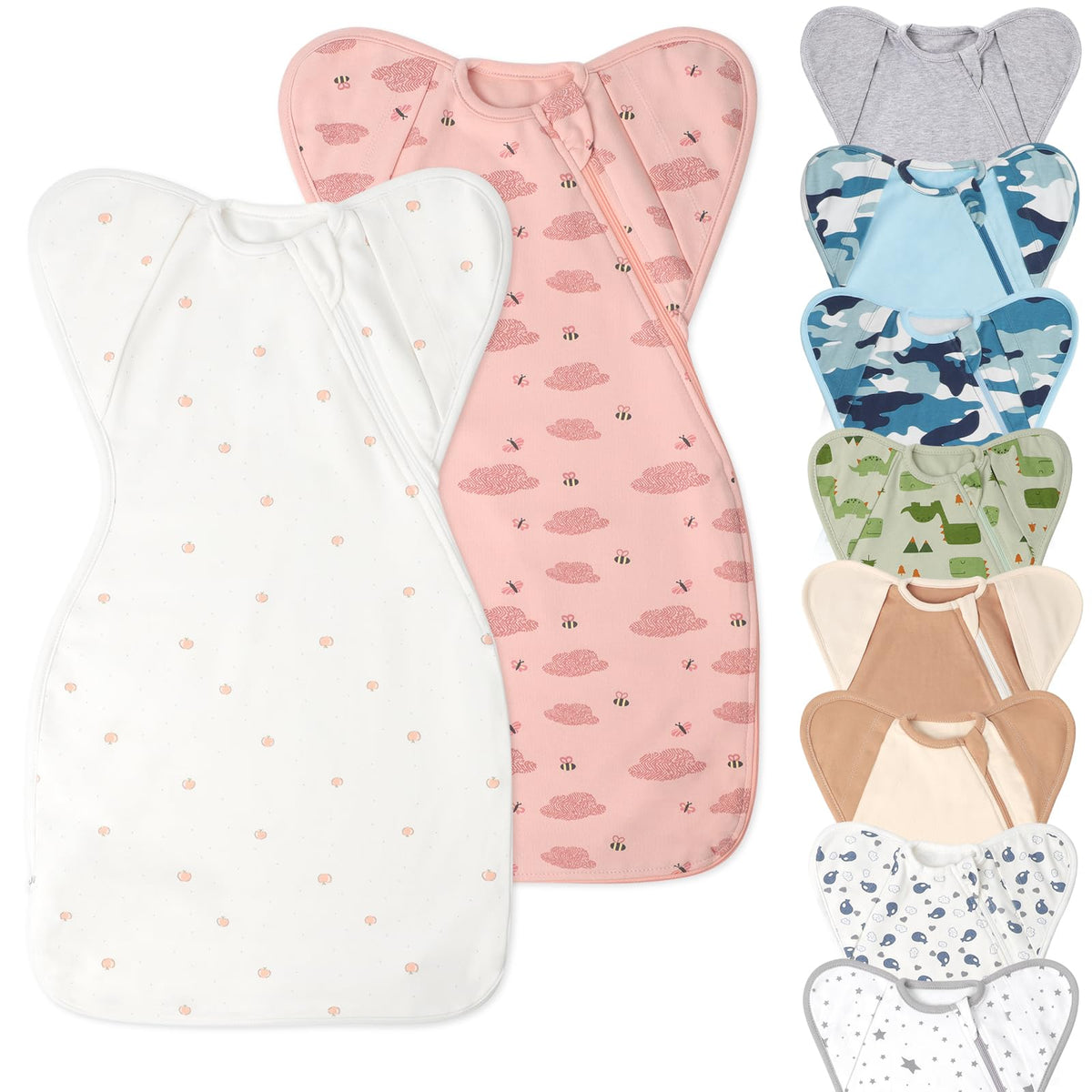 Soft Cotton Arms Up Swaddles 6-12 Months Breathable Newborn Baby Boys Girls