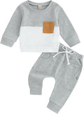 Toddler Baby Boy Fall Clothes Waffle Contrast Color Sweatshirt Pants Sets Infant Winter Outfits 6 12 18 24 Months