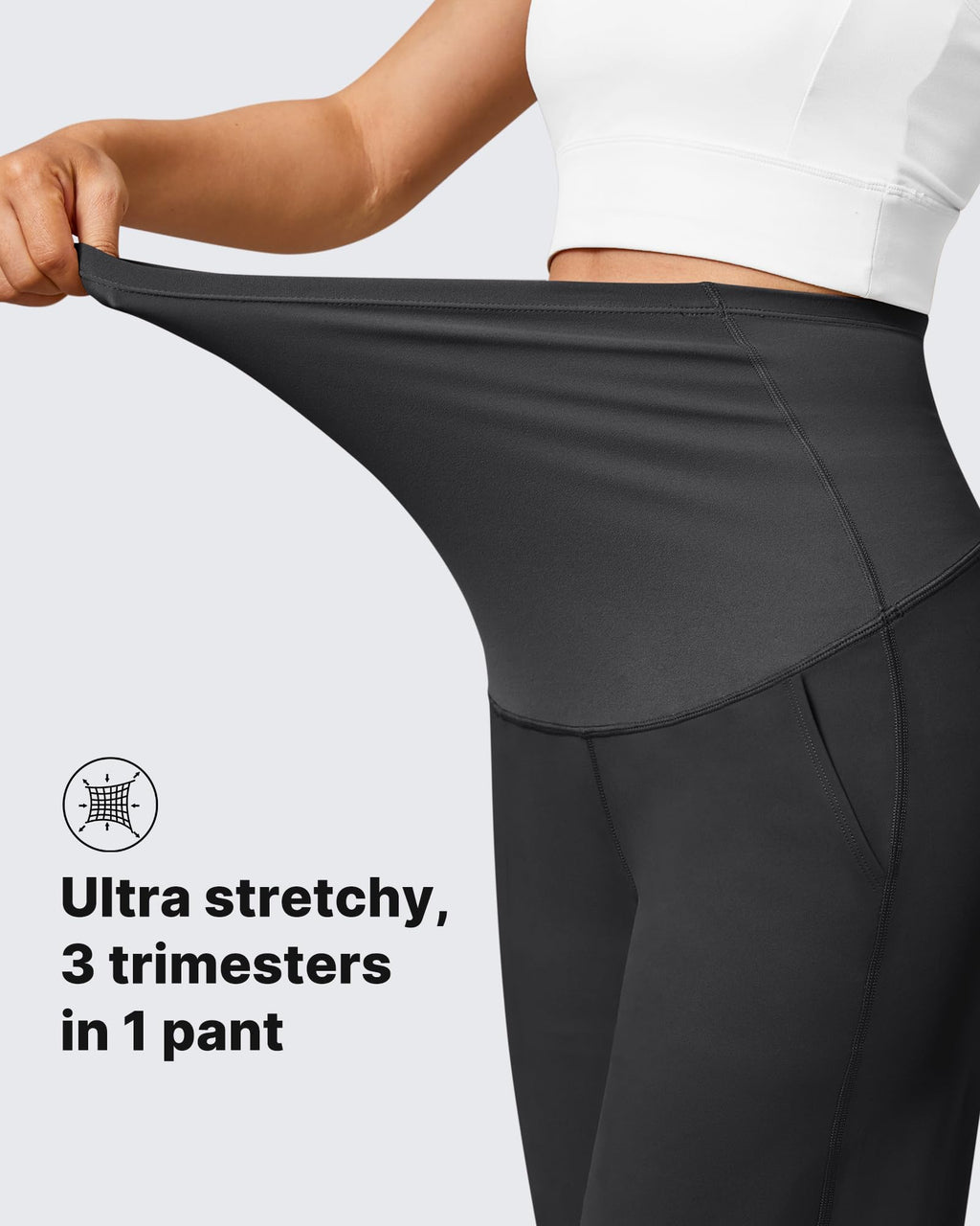 G4Free Maternity Pants with Pockets Pregnancy Leggings,Black,S,Regular