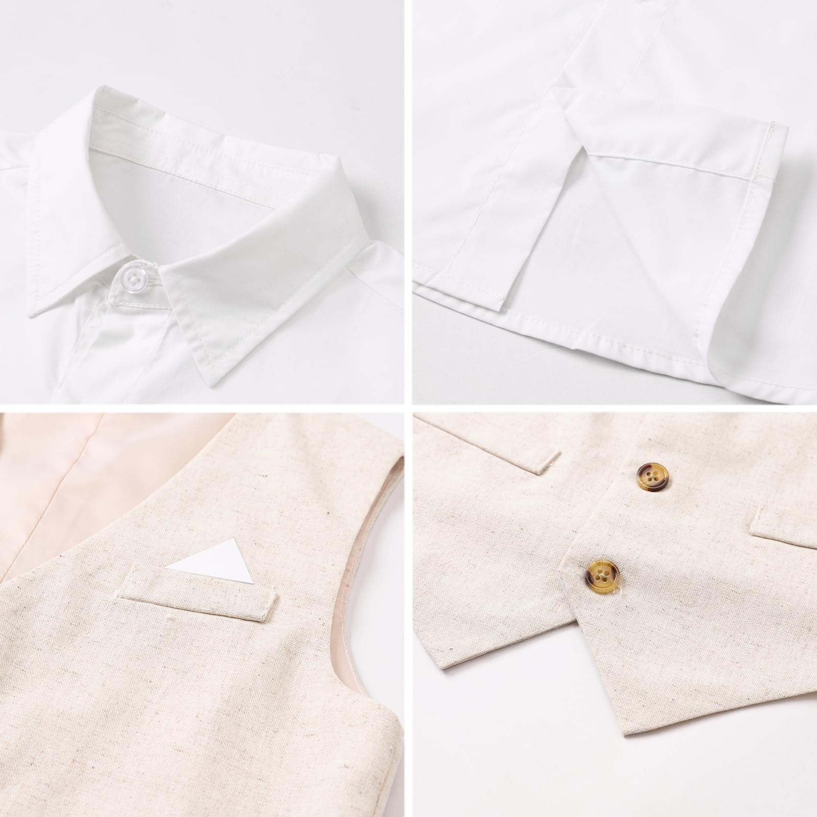 SANGTREE Boys Cotton Linen Formal Suit Linen Khaki 7-8 Years=Tag 160