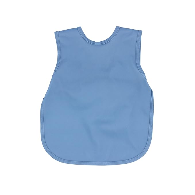 BapronBaby Minimalist Dusty Blue Bapron - No Neck Tie Safer Bib for Baby & Toddler - Soft Waterproof Stain Resistant - Machine Washable - Sz Baby/Toddler 6m-3T