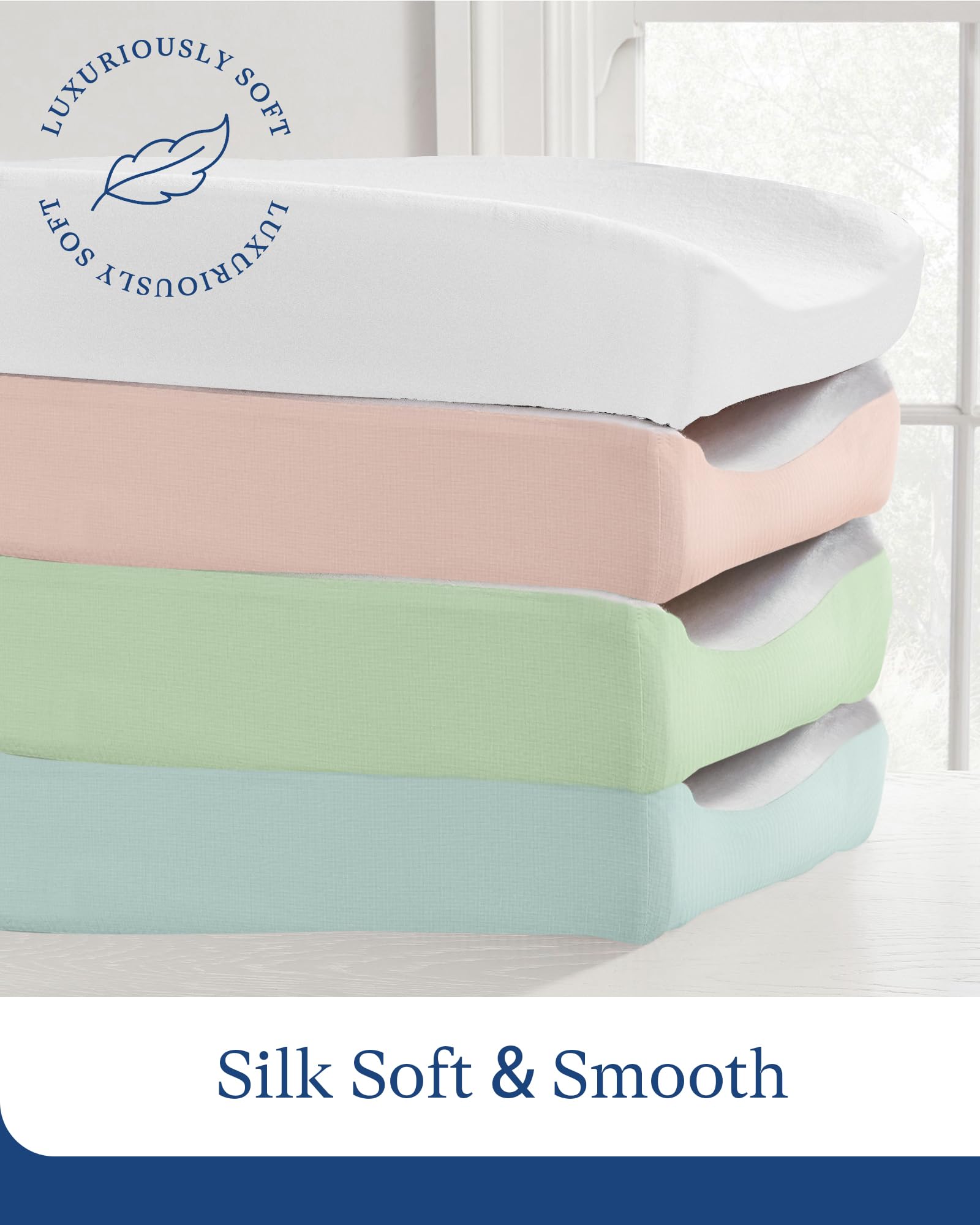 PurComfy Supersoft Diaper Changing Pad Covers, 2-Pack Premium Bamboo Viscose Change Table Pad Covers for Baby Girls and Boys, Hypoallergenic Stretchy Changing Table Cover Sheets