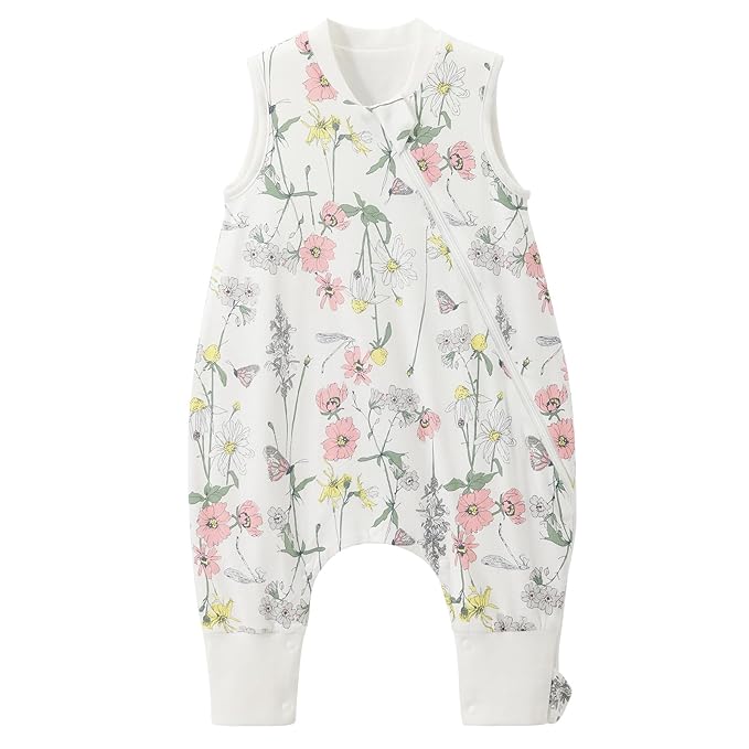 Duomiaomiao 0.5 TOG Toddler Sleep Sack 36-48 Months 100% Cotton Lightweight Baby Sleep Sack with Feet, Breathable Comfy Toddler Wearable Blanket