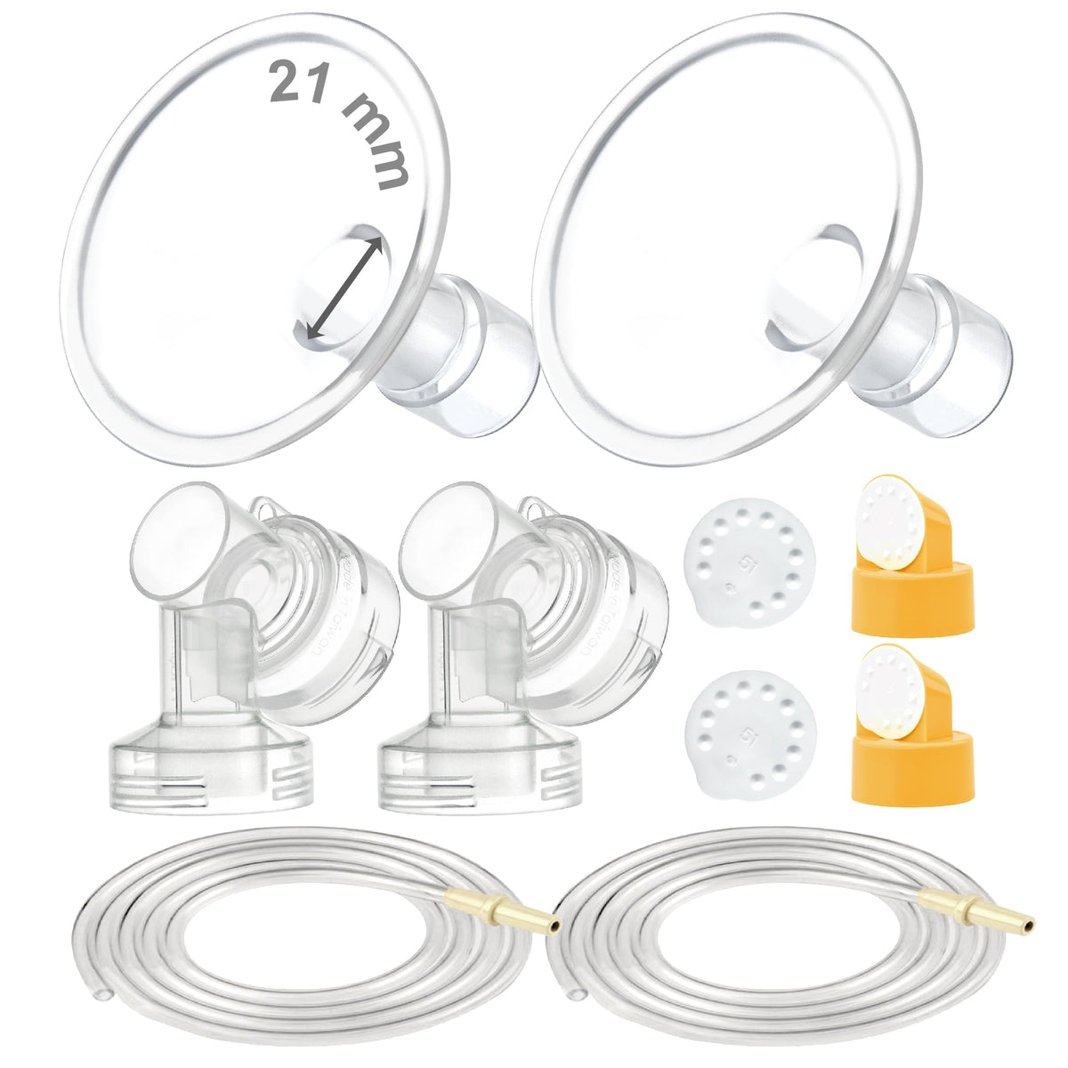 Maymom Breast Pump Kit Compatible with Medela Pump in Style Advanced Pump; 2xTwo-Piece 17mm Breastshield, 2 Valve, 4 Membrane, 2 Replacement Tubing; Replacement Part for Medela Shield, Valve