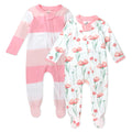 HonestBaby Sleep and Play Footed Pajamas One-Piece Sleeper Jumpsuit Zip-front PJs 100% Organic Cotton for Baby Girls, Jumbo Ombre Stripe Strawberry Cream, 6-9 Months