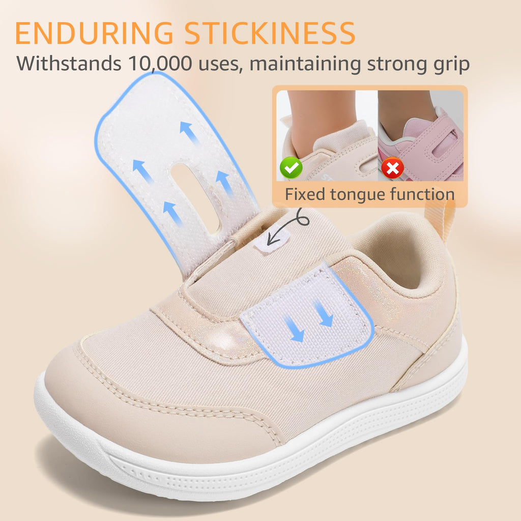 Baby Shoes Girl First Walking Sneakers Beige Glitter Little Kid Size 11
