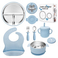 MISSLILI Stainless Steel Kids Plates and Bowls Set with Suction - (Blue)