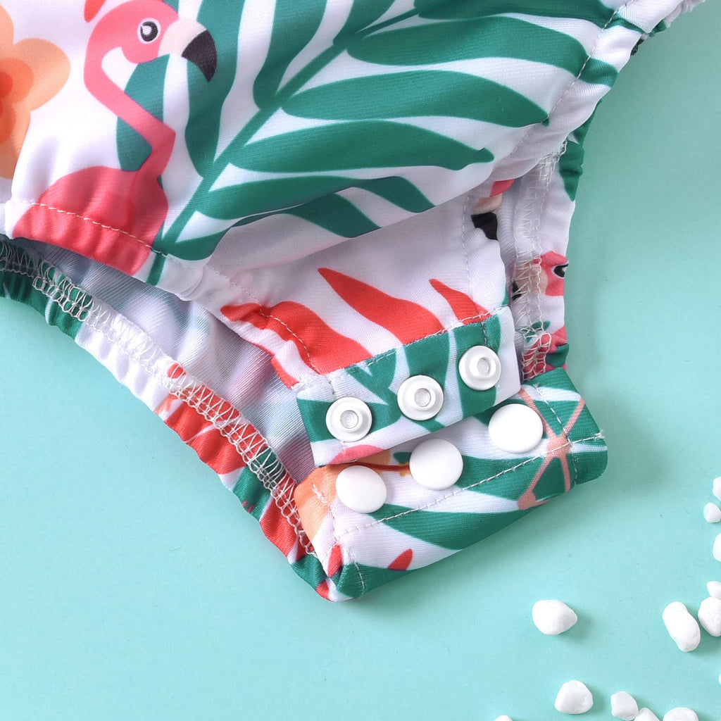 2-3T Infant Baby Girl Flamingo Swimsuit Hawaiian One Piece Ruffles Swimwear Bathing Set 24 Months