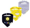JZLPIN Baby Dribble Bib, Toddler Bandana Bib 3 Packs Super Absorbent Cotton Feeding Bibs 02-Clouds