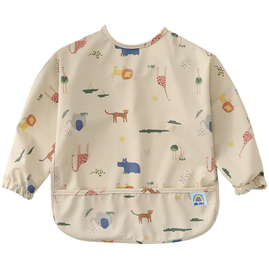 ARI MES Baby Bibs With Sleeves Waterproof Toddler Smock Bib Feeding