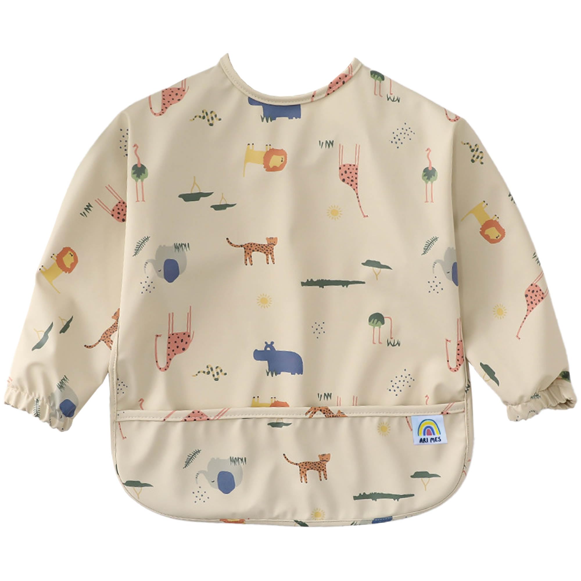 ARI MES Baby Bibs With Sleeves Waterproof Toddler Smock Bib Feeding