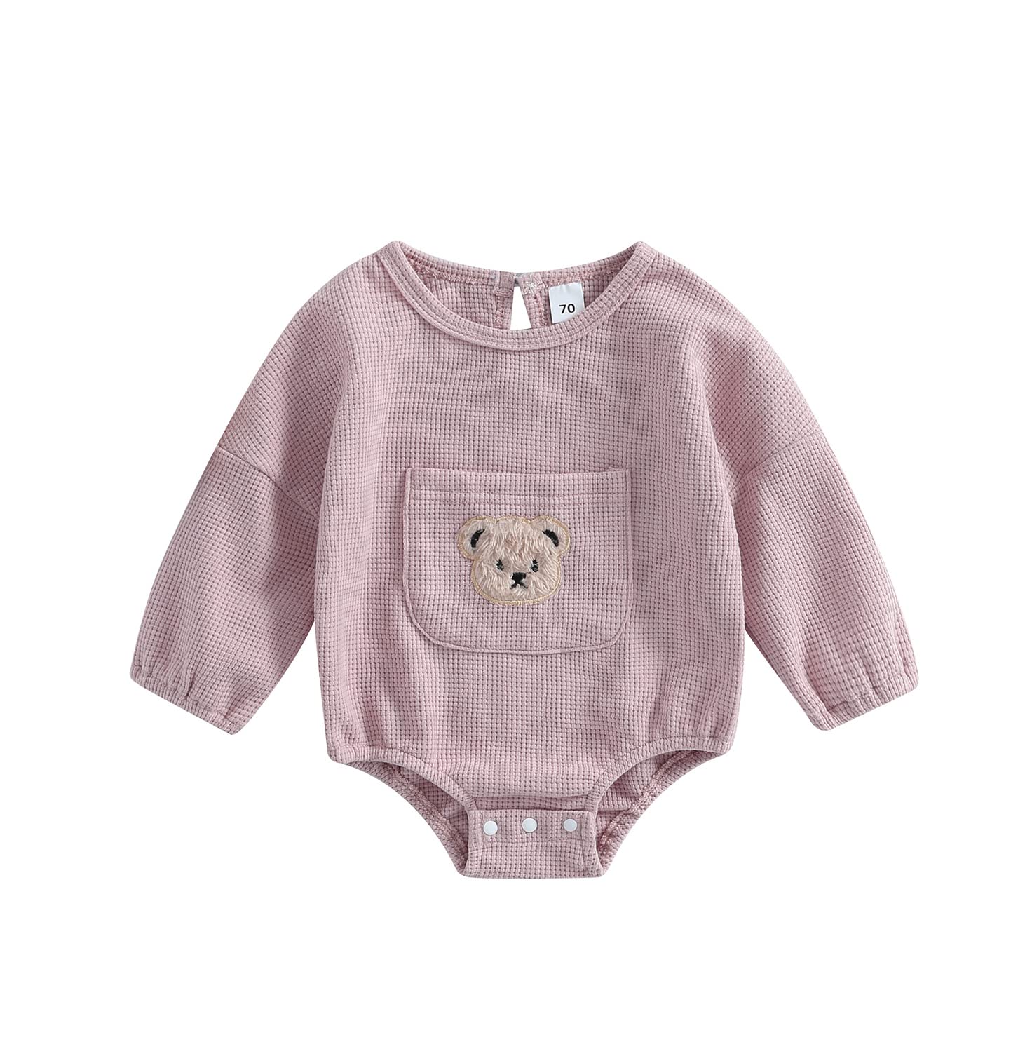 Cute Baby Sweatshirt Romper Waffle Knit Baby Clothes Infant Girl Boy Fall Winter Outfits (Pink-a, 0-6 Months)