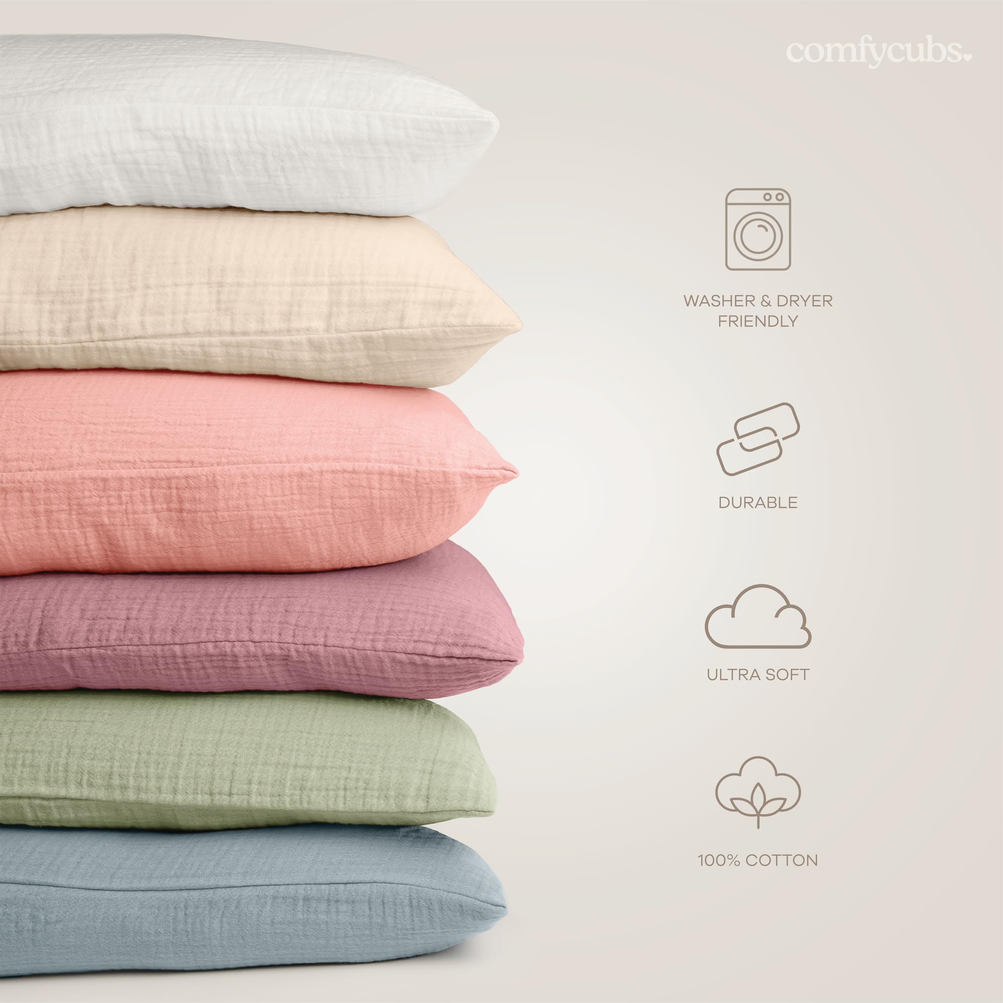 Comfy Cubs Toddler Pillow with Muslin Pillowcase, 13 x 18 in, 2 Pack - Lightweight, Breathable Microfiber Fill for Sleeping and Travel - Soft and Cozy Small Pillow for Toddlers - Sage