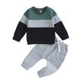 Kupretty Toddler Baby Boy Color Block Sweatshirt Pants Set