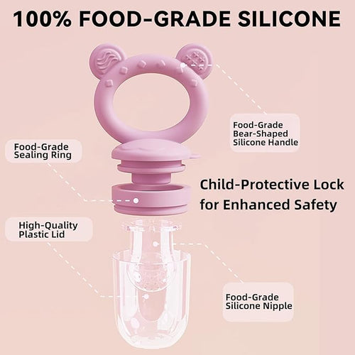 4-Pack Anti-Drop Baby Fruit Feeder Kit with Mini Freezer Tray for Teething