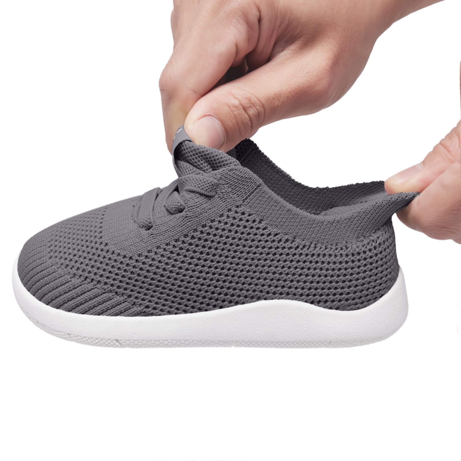 MORENDL Toddler Shoes Boys First Wide Toe Barefoot Walking Shoes Baby Boy Non-Slip Slip On Tennis Sneakers Darkgray 12-15 Months