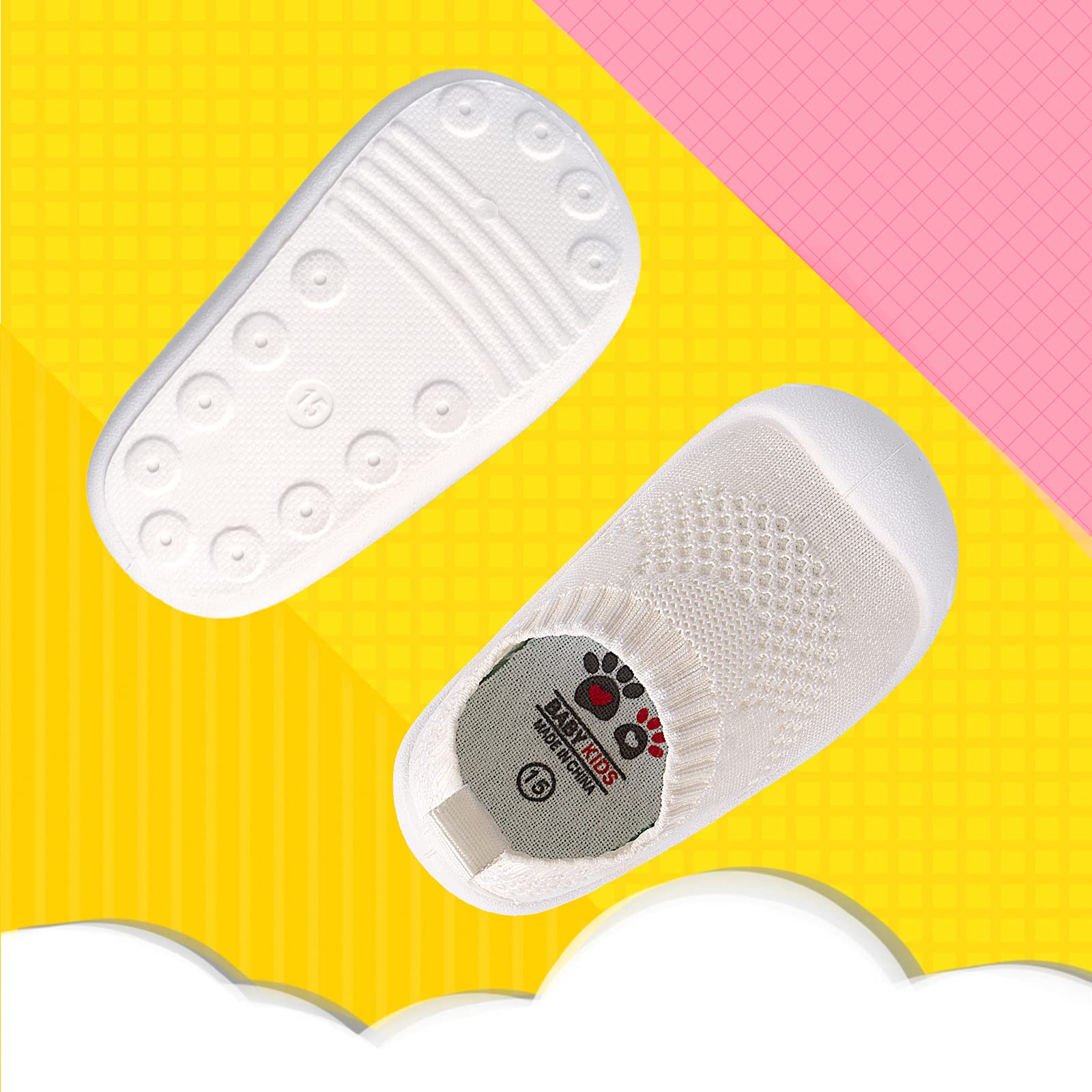 Charrost Baby Walking Shoes Wide Toe Box Knit Slip-On Sneakers for Toddlers