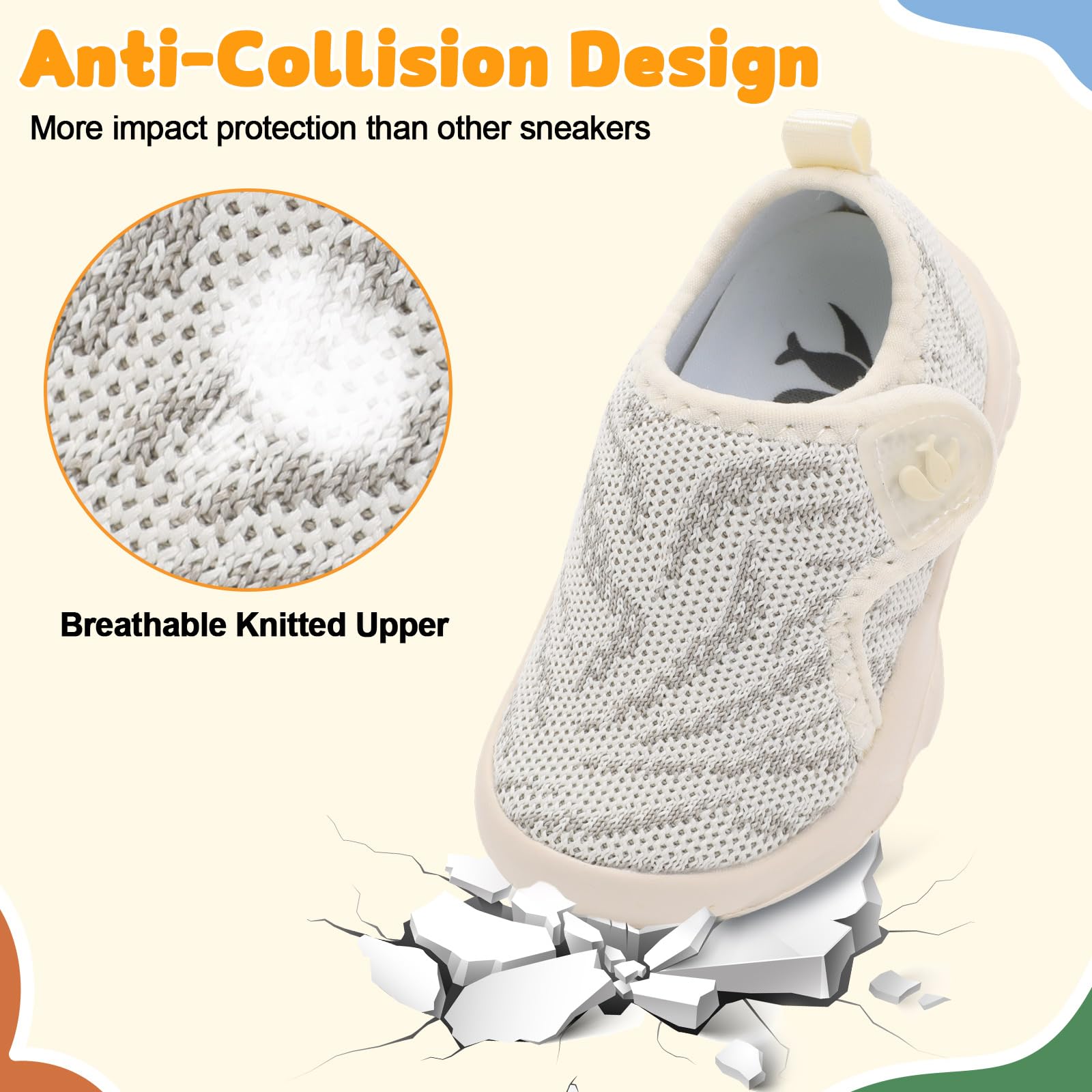 FEETCITY Infant Shoes Girls Boys Toddler Slip On Sneaker Newborn Crib Shoe Baby First Walking Shoes