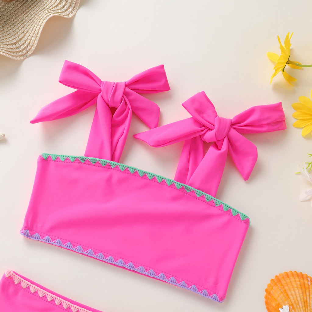 YOUNGER TREE Toddler Girls Two Pieces Swimsuit Color Block Stripe Swimwear Summer Beach Bathing Suit