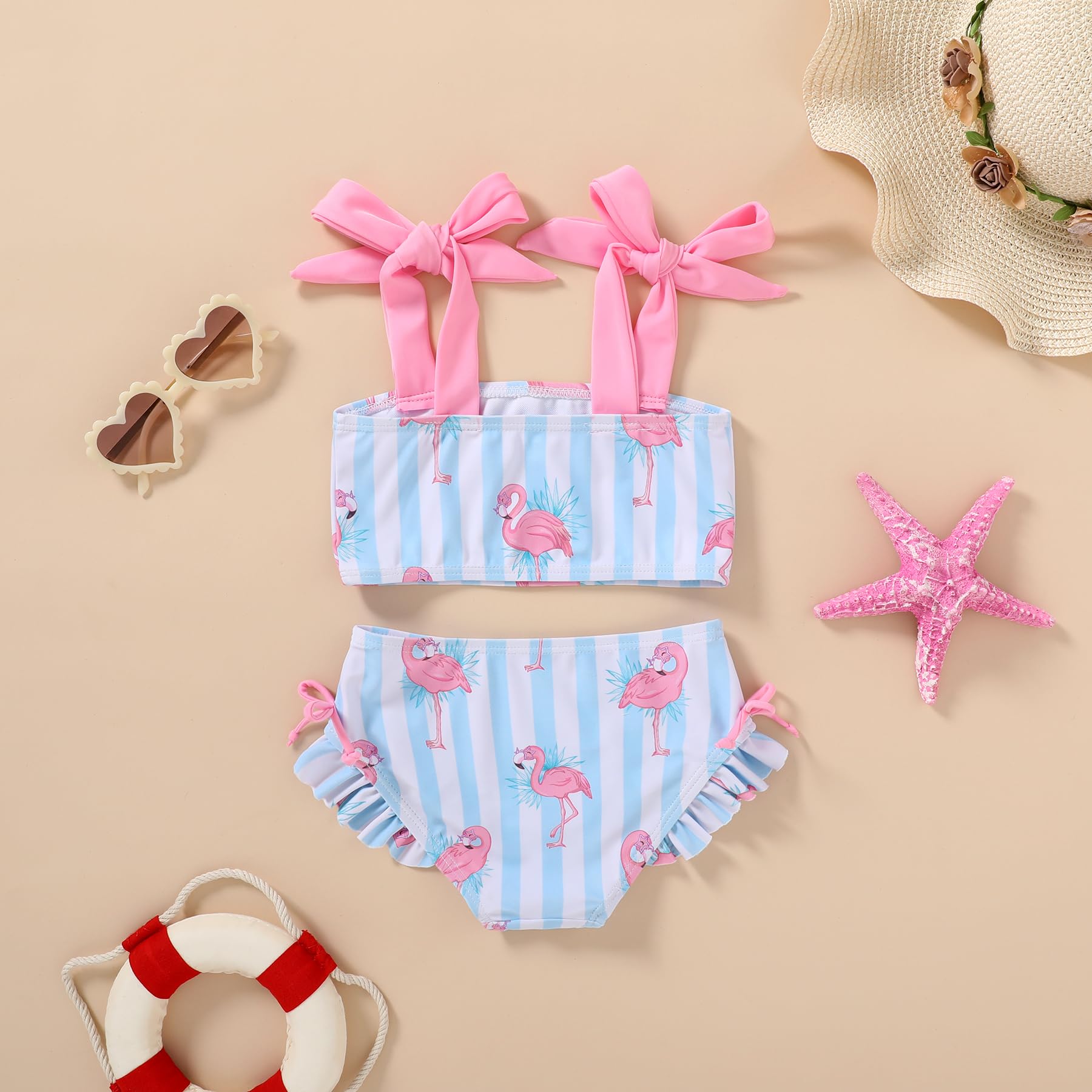 MAMAMI Toddler Swimsuit Girl Color Block Stripe Two Pieces Swimwear Baby Girl Summer Beach Bathing Suits