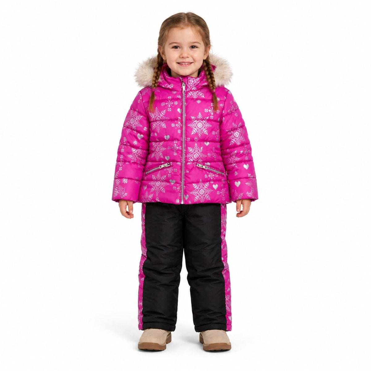 Arctic Quest Girls' Jacket and Snow Bib, Rose Violet (QJX0297C), 2T