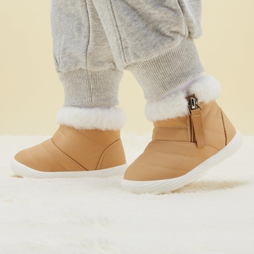 BMCiTYBM Baby Boy Girl Snow Boots Waterproof Infant Winter Warm Booties Nonslip Lightweight Outdoor Shoes for First Walkers 6 9 12 18 24 Months Camel Size 12-18 Months