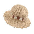 JANGANNSA Baby Girl Straw Hat Outdoor Baby Sun Protection Hats Summer Bowknot Beach Cap for Infant Toddler Girls (Beige Bow, 6-24 Months)