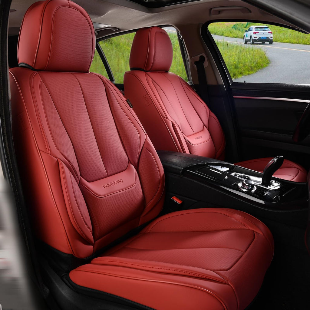 Coverado Car Seat Covers, Seat Covers for Cars, Waterproof Leather Auto Seat Protectors, Leather Car Seat Cushion, Car Interiors Accessories Universal Fit for Most Cars