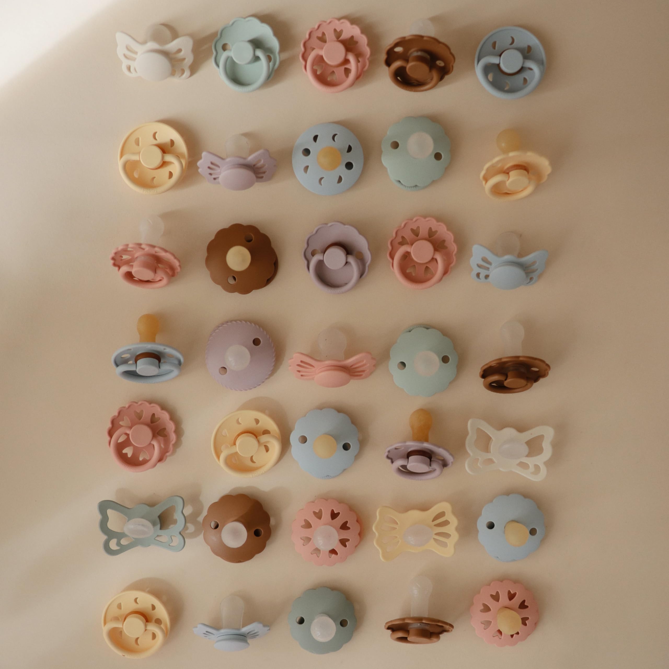 FRIGG Lucky Symmetrical SilkySoft Silicone Baby Pacifier | Made in Denmark | BPA-Free (Silky Satin/Cream, 6-18 Months)