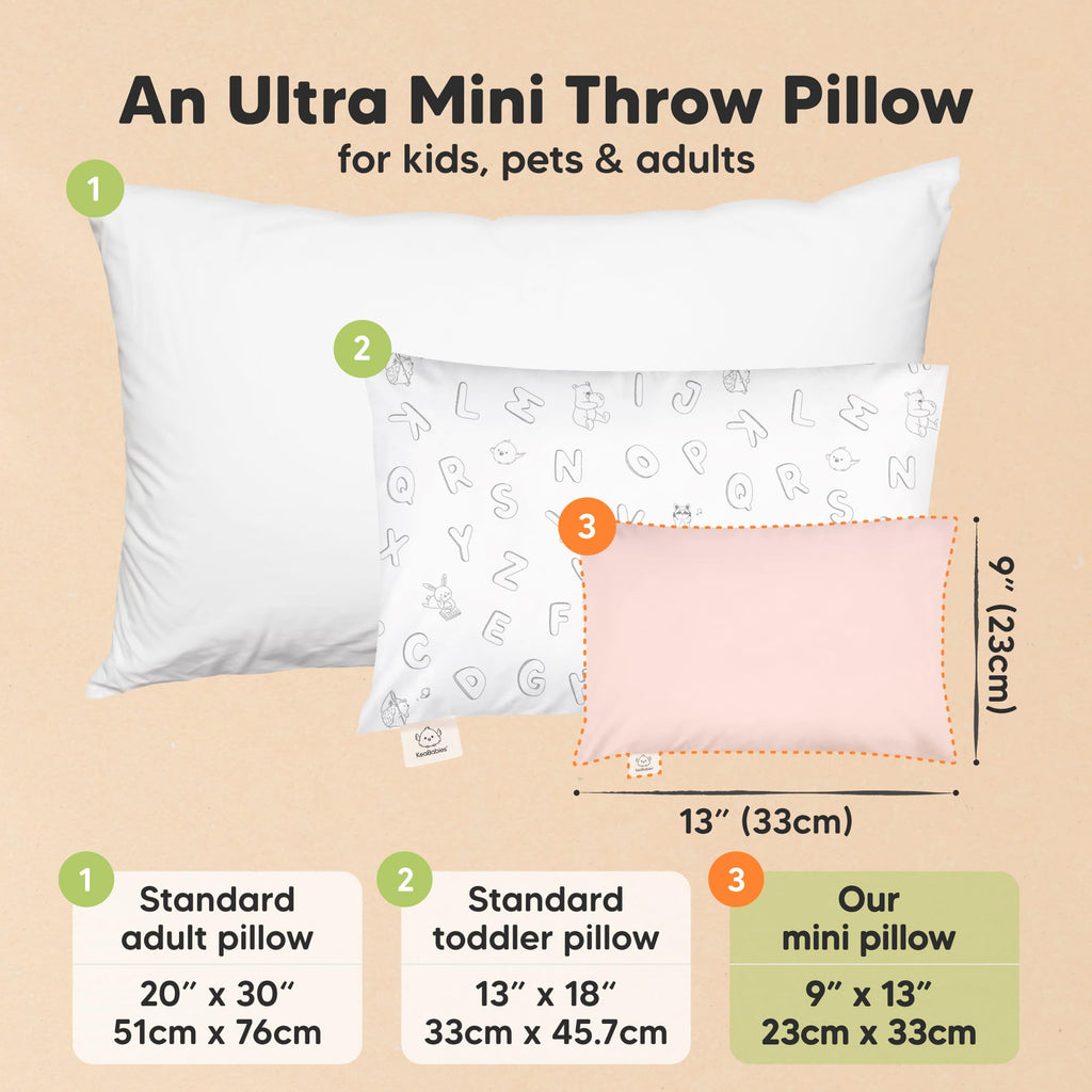 Mini Toddler Pillow with Pillowcase, 9x13 My Dreamy Pillow (Mist Pink)