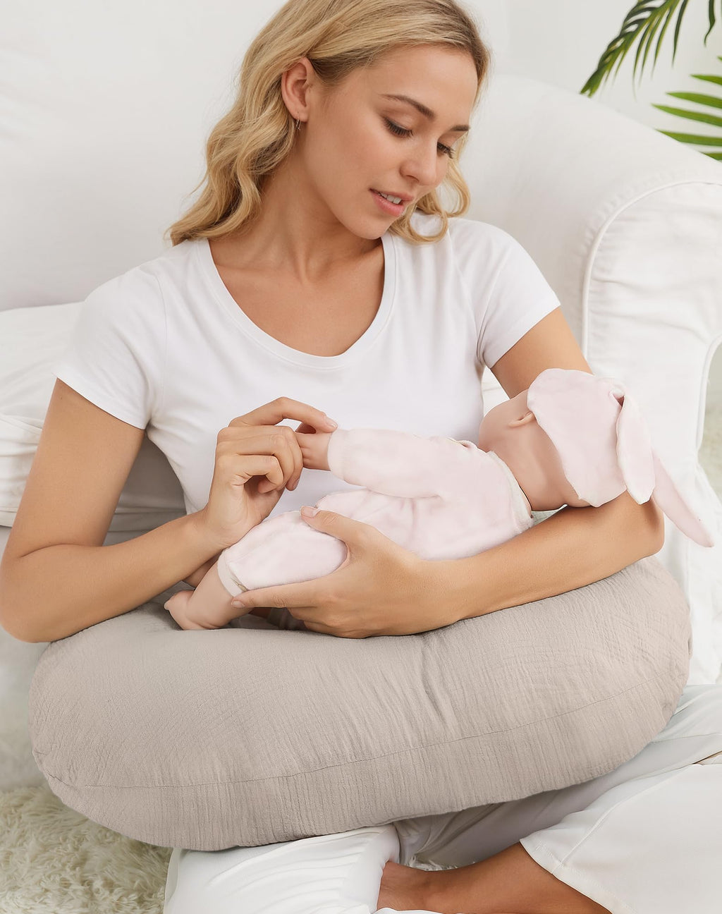 Nursing Pillow Covers 2 Pack, Muslin Breastfeeding Pillow Covers for Baby