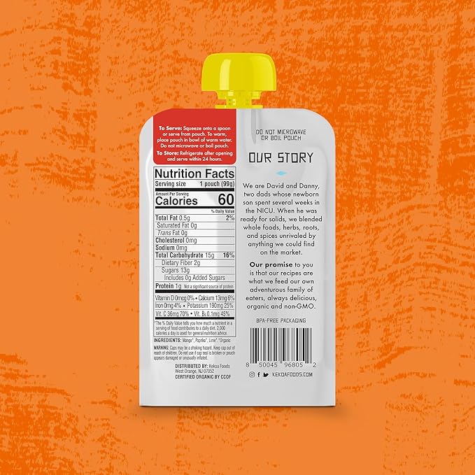 Kekoa Foods 100% USDA Certified-Organic Vegetarian Baby Food Puree Starter Pack: Gluten-Free, Vegan 3.5 oz Squeeze Pouches (12 Pack) | Beets, Fennel & Kale, Mango Paprika | Non-GMO, Nutrient-Rich