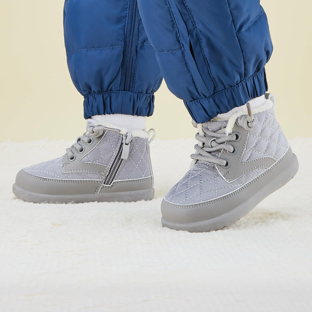 BMCiTYBM Baby Snow Boots Boy Girl Waterproof Infant Winter Warm Booties Nonslip Lightweight Outdoor Shoes for First Walkers Grey Size 12-18 Months Infant