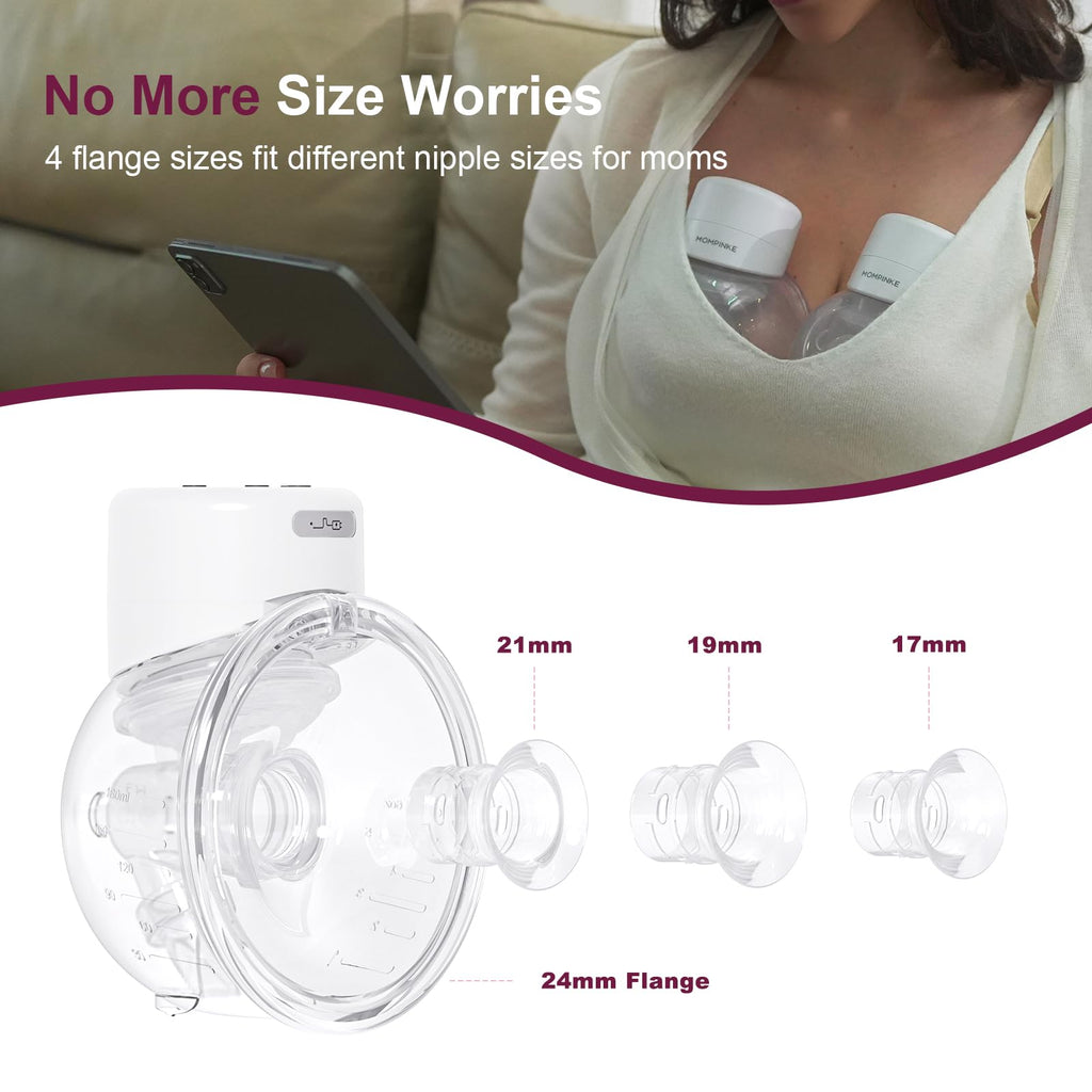 Wearable Breast Pump S12, Electric DoublePump Hands-Free Breastfeeding Pump, 12 Adjustable Suction Levels, Portable Low Noise Hospital-Grade Breast Pump with Carrying Bag, 24mm, 2 Pack, Grey