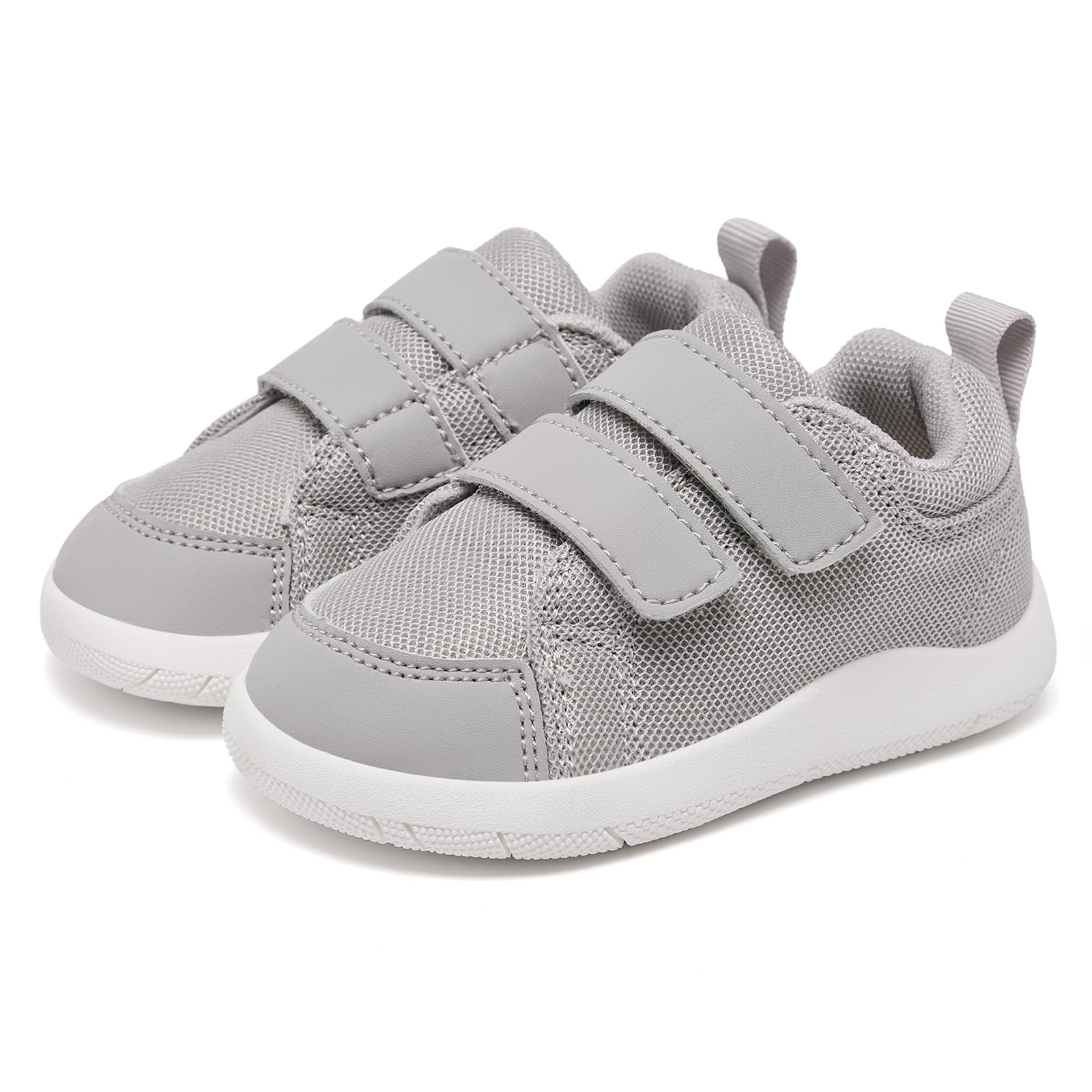 MORENDL Toddler Shoes Baby Wide Toe Box Barefoot Shoes Boy Girl Walking Shoes Non-Slip Minimalist Sneakers Comfort Zero Drop Tennis Outdoor Activities LightGrey Mesh 12-15 Months