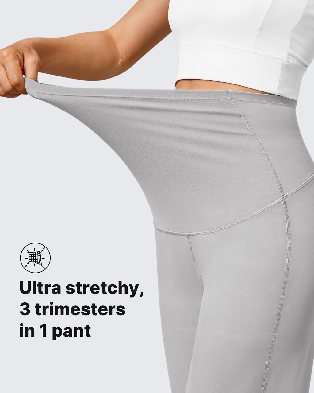 G4Free Maternity Dress Pants Casual for Yoga,Light Gray,L,Petite