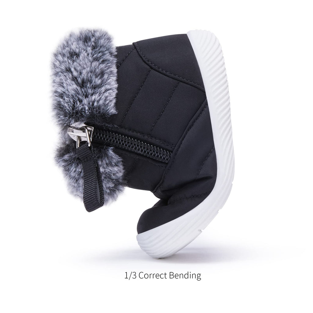 BMCiTYBM Baby Boy Girl Snow Boots Waterproof Infant Winter Warm Booties Nonslip Lightweight Outdoor Shoes for First Walkers 6 9 12 18 24 Months Black Size 6-12 Months