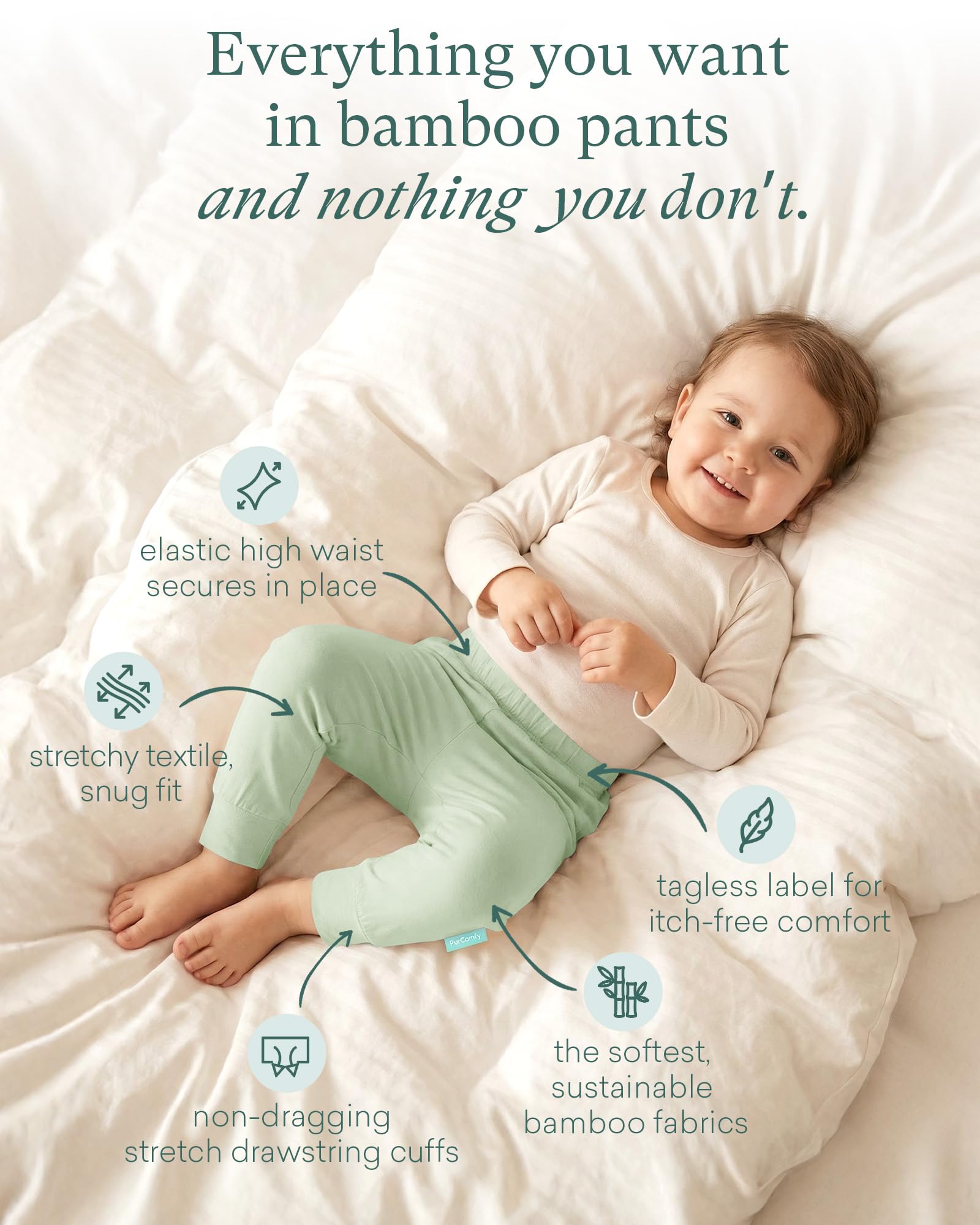 PurComfy Bamboo Viscose Baby Pants, Unisex 0-3 Months, 2-Pack