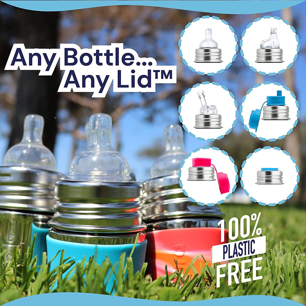 Pura Kid Stainless Steel Baby Bottle 5 oz - Anti-Colic, Vented Nipple, Plastic-Free, Rose