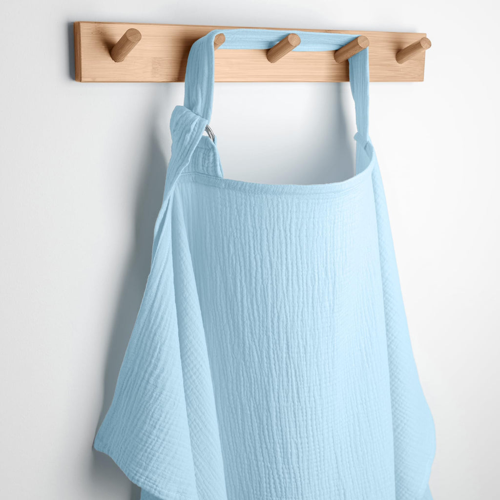 Comfy Cubs Muslin Nursing Cover, Pack of 1, 100% Muslin Breastfeeding Cover - Soft & Breathable Baby Nursing Scarf with Adjustable Neck Strap - Portable, Lightweight & Privacy Coverage - Sky Blue