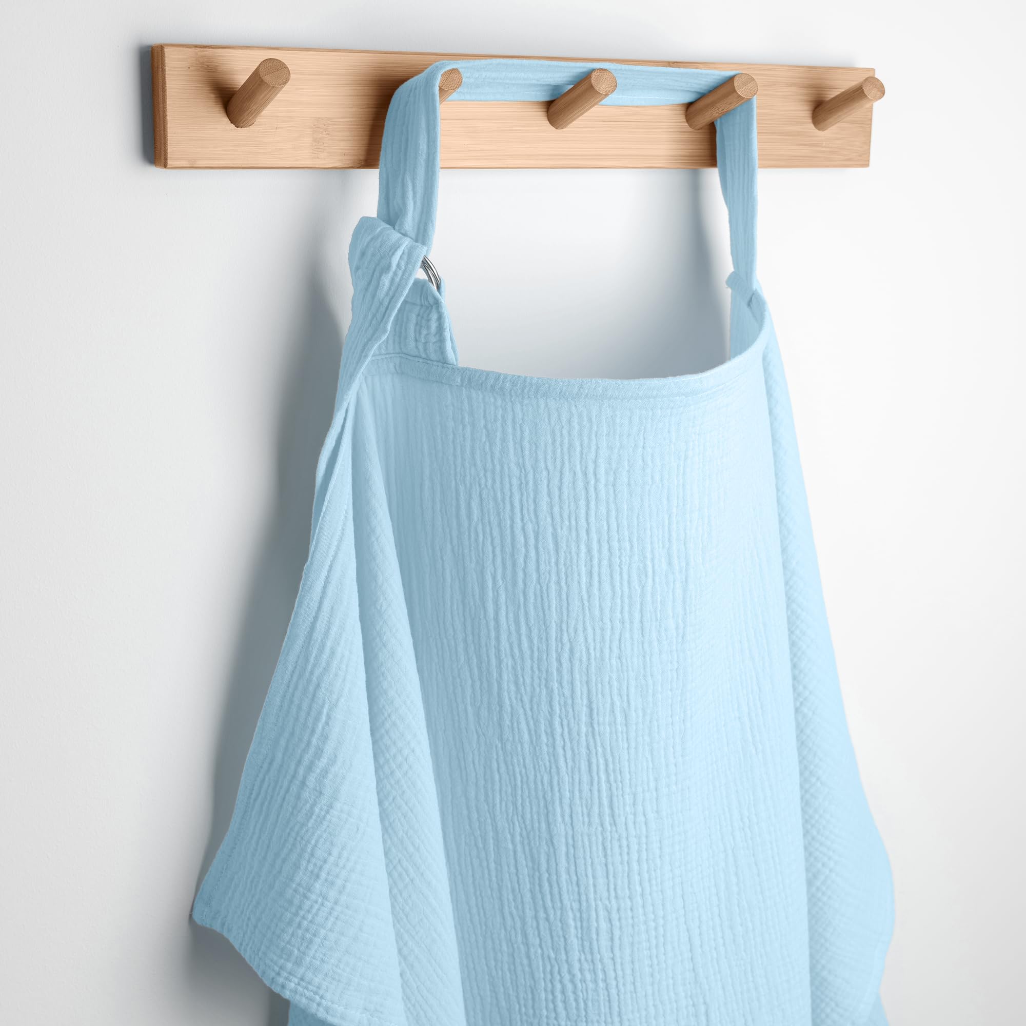 Comfy Cubs Muslin Nursing Cover, Pack of 1, 100% Muslin Breastfeeding Cover - Soft & Breathable Baby Nursing Scarf with Adjustable Neck Strap - Portable, Lightweight & Privacy Coverage - Sky Blue