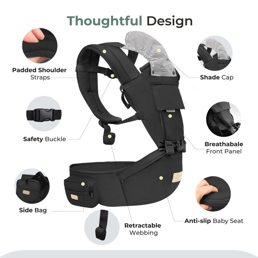 FRUITEAM Safety-Certified Baby Carrier with Hip Seat Newborn to Toddler