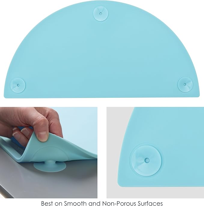 GASARÉ, Extra Large 20 x 11 Inches, Silicone Placemats for Dining Table, Suction Cups, Raised Edges, Non-Slip, Food Grade, BPA Free, Dishwasher Safe, Blue