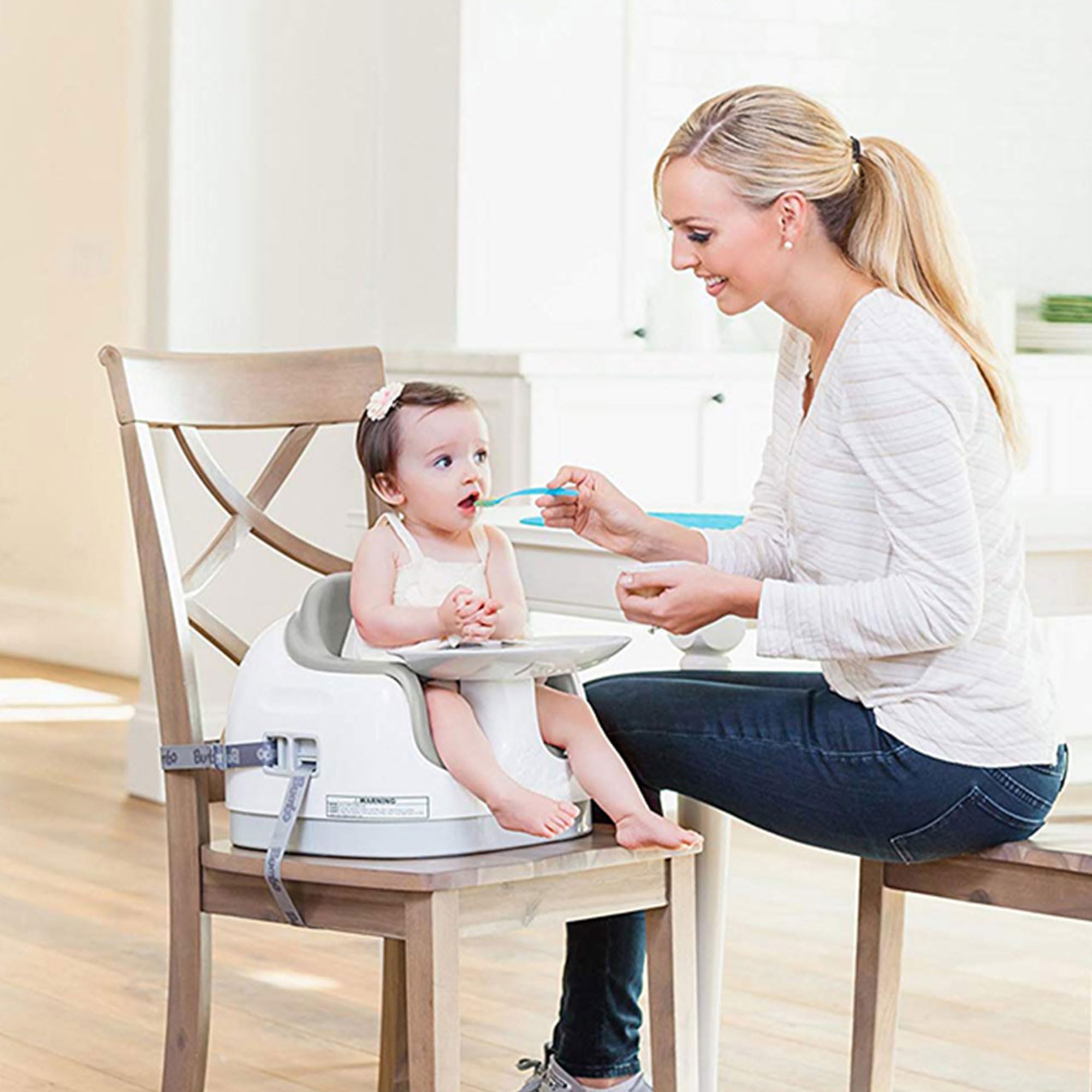 Bumbo 2 Pack 3-in-1 Multi-Seat for 6 to 36 Months, Travel Baby Feeding and Play Floor Seat, All-in-One Portable Booster with Tray & Toddler High Chair, Monsoon