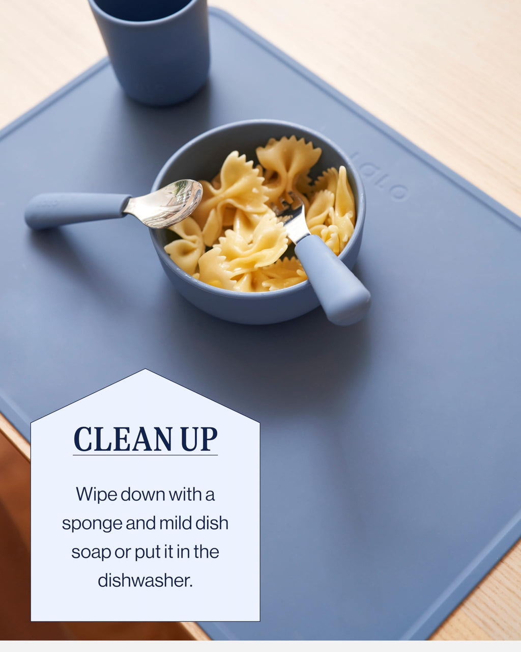 Lalo Silicone Placemat for Toddlers & Babies - Non-Slip Kids Placemat for Restaurants & Dining Tables - Non-Toxic & BPA Free Safe - for Ages of 4 Months and Up - Blueberry