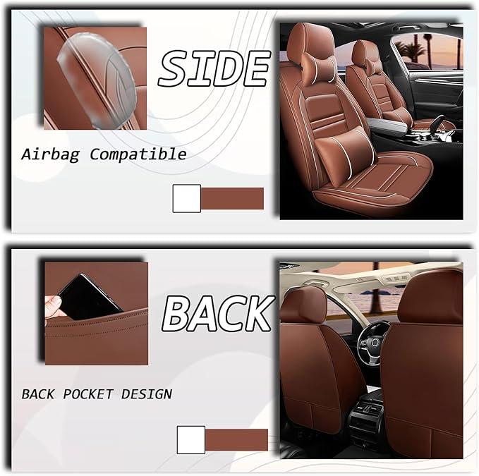 Car Seat Covers for Lexus Car rx350 2007-2024 | 5-Seats Seat Covers, Waterproof Seat Protectors, Automotive Seat Covers (Full Set with Pillow,Coffee)
